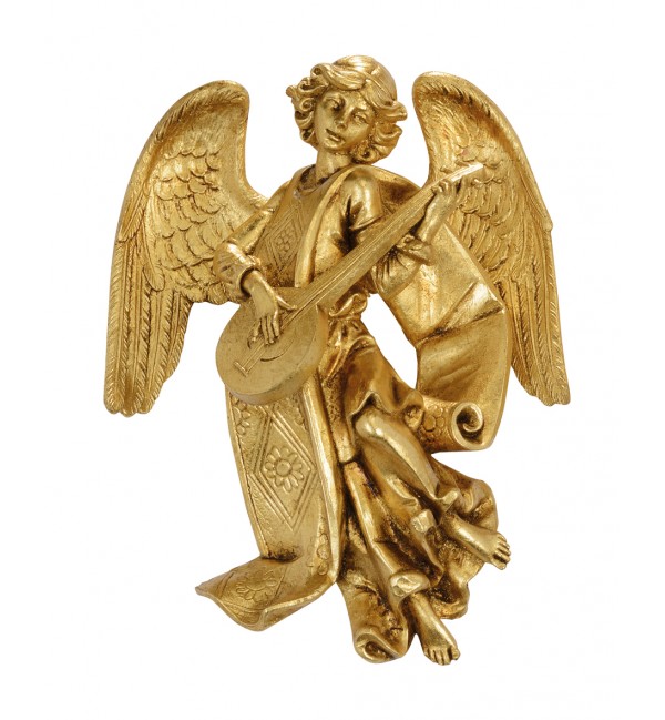 Aniołek z mandoliną (470) złoto płatkowe wys. 17 cm