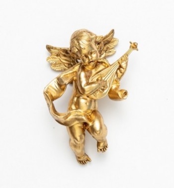 Aniołek z mandoliną (65) złocony wys. 11 cm