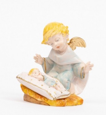 Aniołek niebieski z poduszką (138GC) imitacja porcelany wys. 10,5 cm