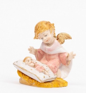 Aniołek różowy z poduszką (138GR) imitacja porcelany wys. 10,5 cm