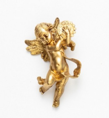 Aniołek z bębenkiem (266) złocony wys. 11 cm