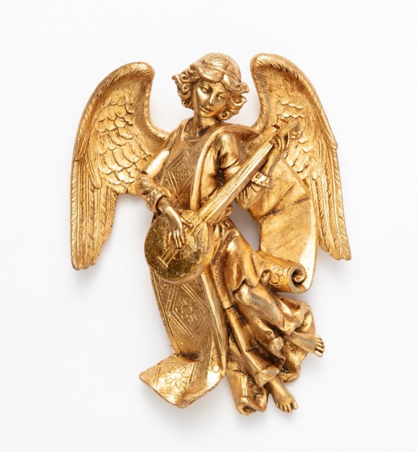 Aniołek z mandoliną (367) złoto płatkowe wys. 21 cm