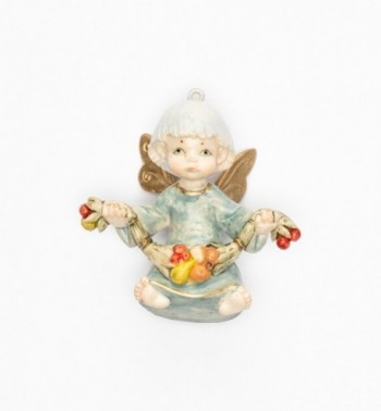 Aniołek z owocami (382) imitacja porcelany wys. 9 cm
