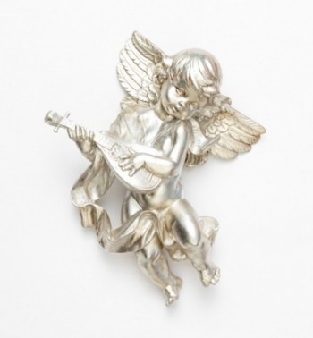 Aniołek z mandoliną (465) srebro płatkowe wys. 27 cm