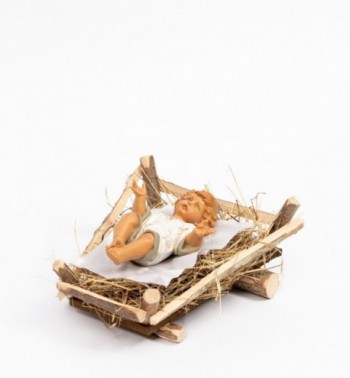 Dzieciatko i kolyska z drewna do szopki wys. 52 cm