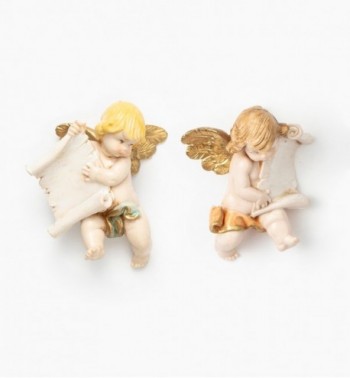 Aniołki z pergaminem (396-7) imitacja porcelany wys. 7 cm