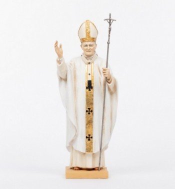 Papież Jan Paweł II sutanna biała z żywicy wys. 56 cm