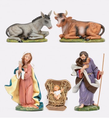 Narodziny Jezusa 5 elementów do szopki w tradycyjnym kolorze wys. 30 cm
