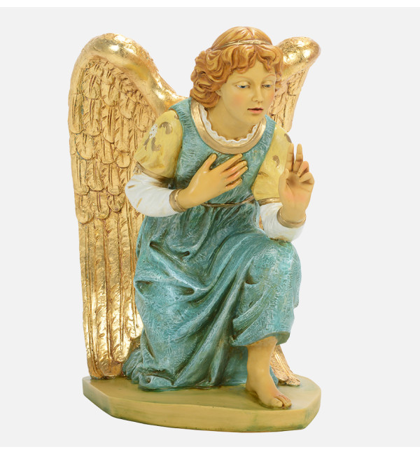 Klęczący aniołek niebieski z żywicy do szopki wys. 65 cm